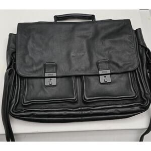 BREE of Germany LEATHER BRIEFCASE Laptop Bag Document Bag Black